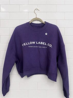 Yellow Label Co. Purple Streetwear Cropped Crewneck Sweatshirt Size Medium